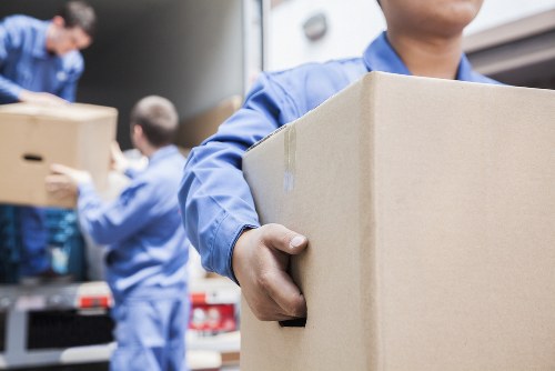 Students arranging storage during an end-of-term move in Roehampton