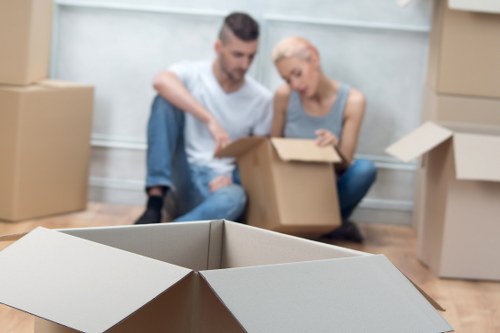 Moving boxes and household items from a Roehampton flat