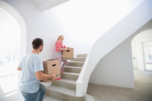 Neatly arranged storage boxes inside a rented unit