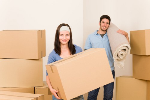 Boxes and furniture prepared for storage in a Roehampton property