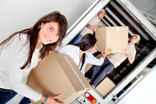 Secure locked storage unit with customer belongings inside